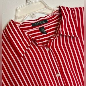 Lauren Ralph Lauren Women’s 2X Cotton 3/4 Sleeve Button Fitted Blouse Shirt